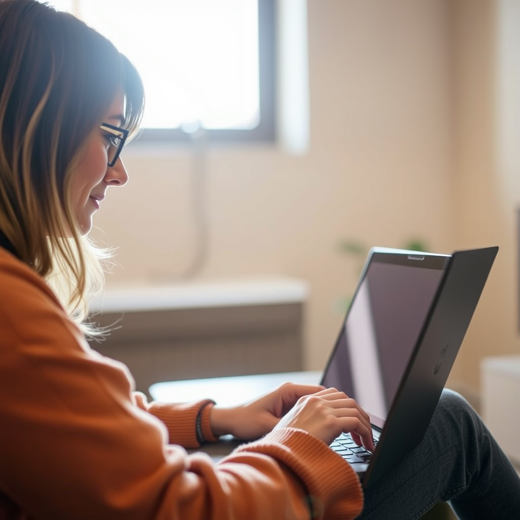 Person blogging about online earnings